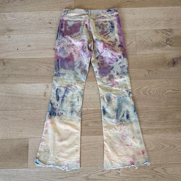 Q Point Jeans Flare Butterflies Tie Dye Size 10 Yellow Pink Blue - Picture 5 of 5